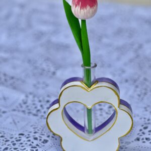 Handmade Purple & White Resin Vase with Gold Accents | Modern Functional Art for Home | Unique Decorative Vase